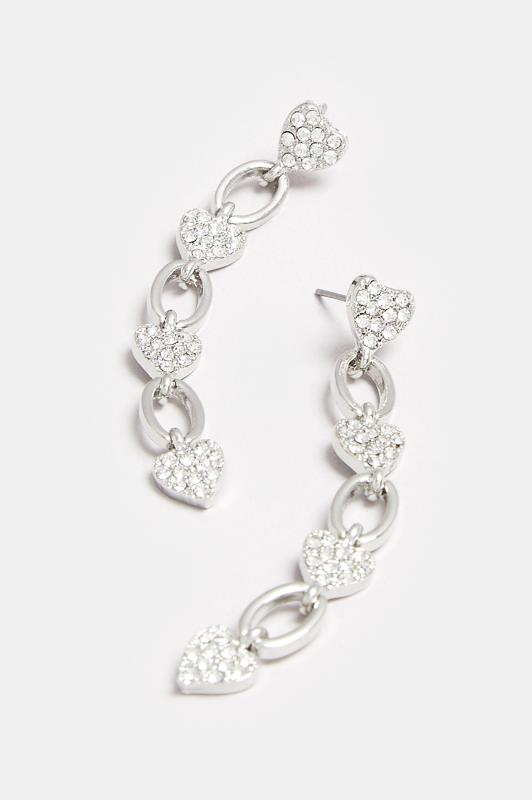 Silver Tone Diamante Heart Link Earrings  3