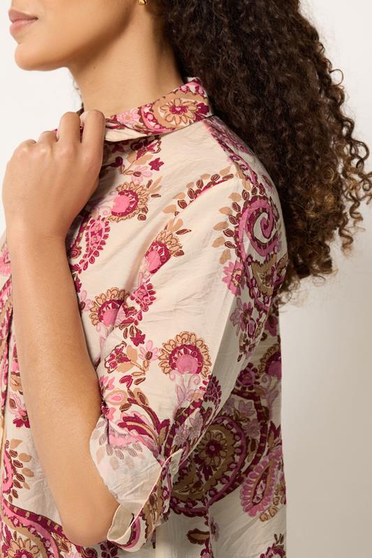 M&Co Pink Paisley Print Tab Sleeve Shirt 4
