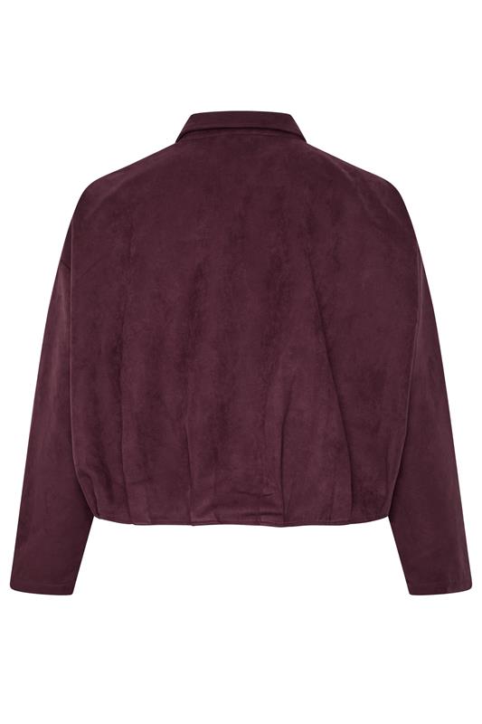 YOURS Plus Size Purple Faux Suede Bomber Jacket | Yours Clothing 7