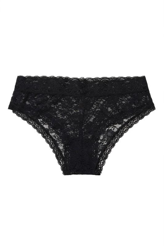Plus Size 3 PACK Black Lace Low Rise Brazillian Knickers | Yours Clothing  6