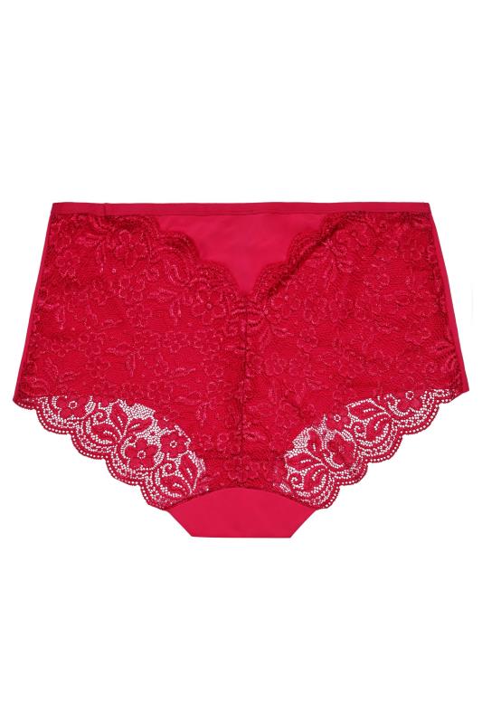 3 PACK Plus Size Red & Black Lace Back High Waisted Knickers | Yours Clothing 6
