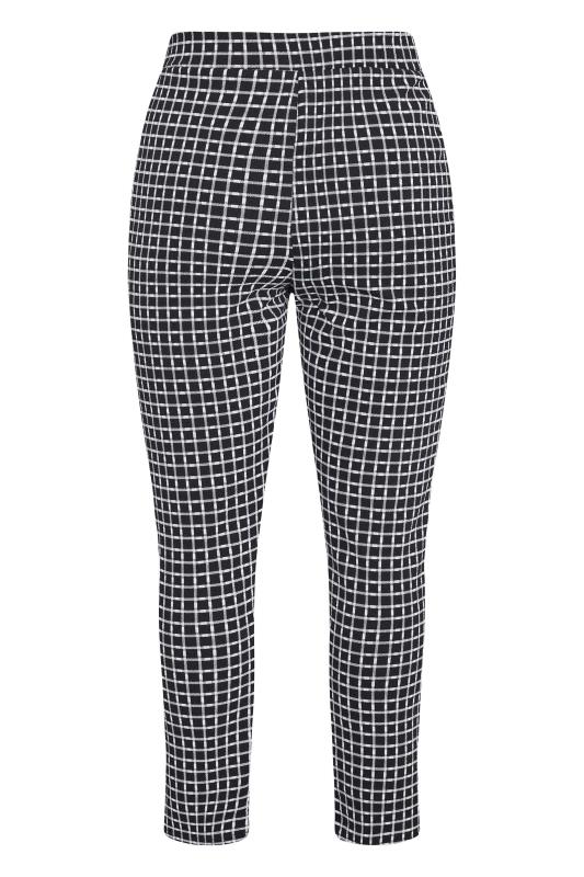 YOURS PETITE Plus Size Curve Black Check Textured Stretch Slim Leg Trousers | Yours Clothing  5