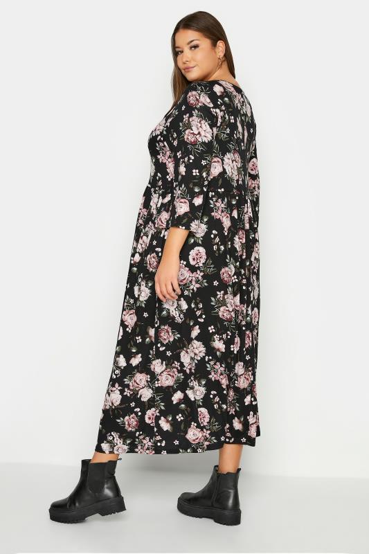 Curve Black & Pink Floral Pocket Midaxi Dress_C.jpg