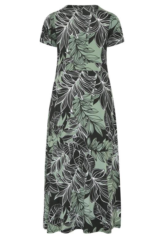 YOURS Curve Blue Leaf Print Wrap Midaxi Dress | Yours Clothing  7