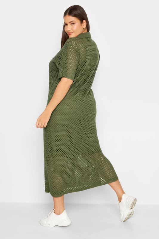 LTS Tall Khaki Green Crochet Midaxi Dress | Long Tall Sally 3