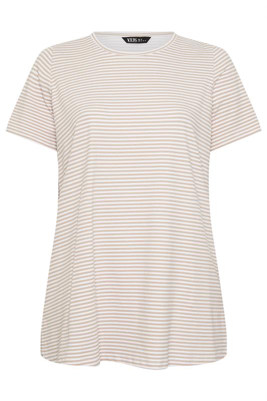 YOURS Plus Size Natural Brown Stripe Swing T-Shirt | Yours Clothing 6