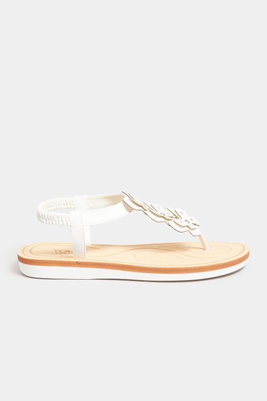 White Diamante Butterfly Sandals In Extra Wide EEE Fit | Yours Clothing 2