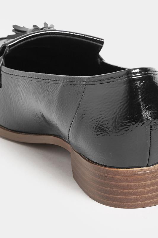 Black Patent Tassel Loafers In Wide E Fit & Extra Wide EEE Fit | Yours Clothing  4