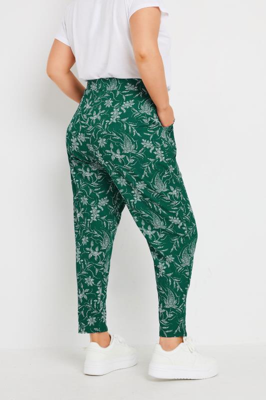 YOURS Plus Size Green Leaf Print Double Pleat Trousers | Yours Clothing  3