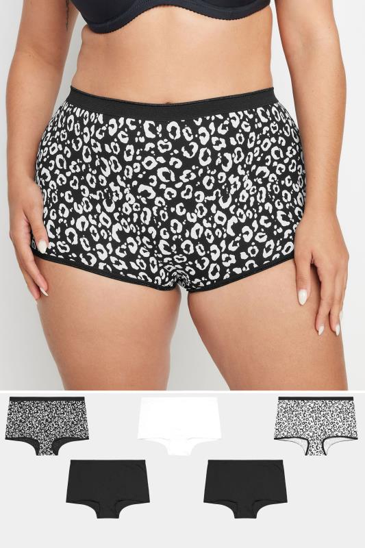 YOURS Plus Size 5 PACK Black Animal Print Shorts | Yours Clothing 1