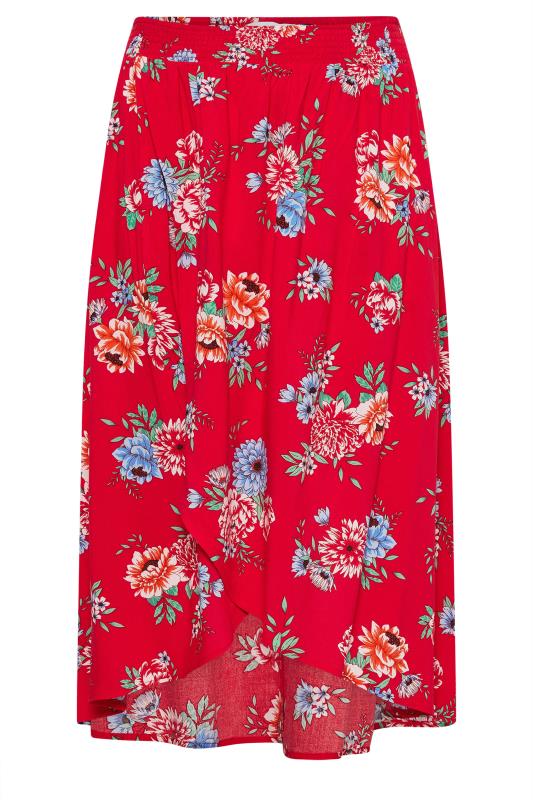 YOURS Plus Size Red Floral Print Tulip Skirt | Yours Clothing 5