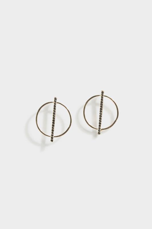 Plus Size Gold Tone Circle Diamante Earrings | Yours Clothing 2