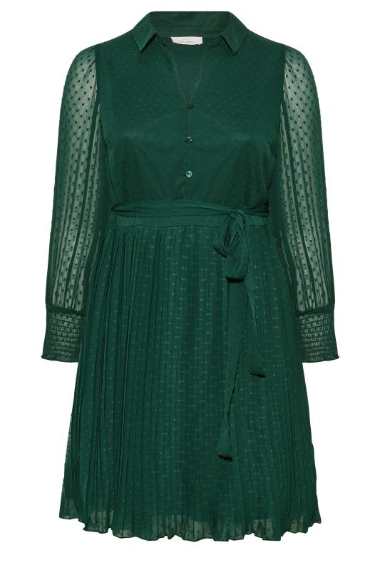 YOURS LONDON Curve Forest Green Dobby Pleat Shirt Midi Dress 6