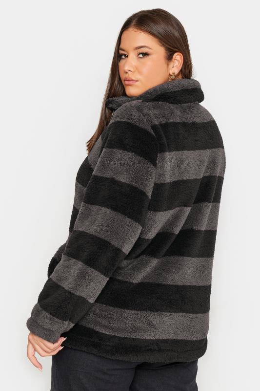 YOURS Plus Size Stripe  Half Zip Fleece Sweatshirt | Yours Clothing 4