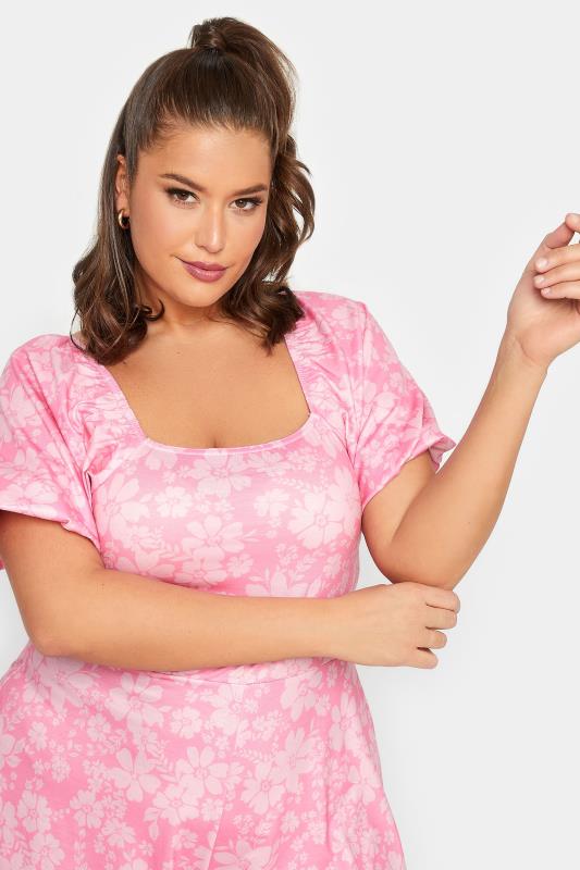LIMITED COLLECTION Plus Size Pink Floral Bow Back Playsuit | Yours Clothing 4