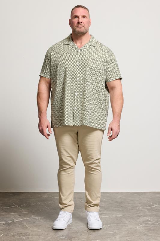 BadRhino Big & Tall Green Geometric Poplin Shirt | BadRhino 2