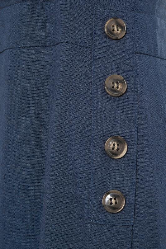 LTS Tall Navy Blue Linen Blend V-Neck Button Side Jumpsuit_s.jpg
