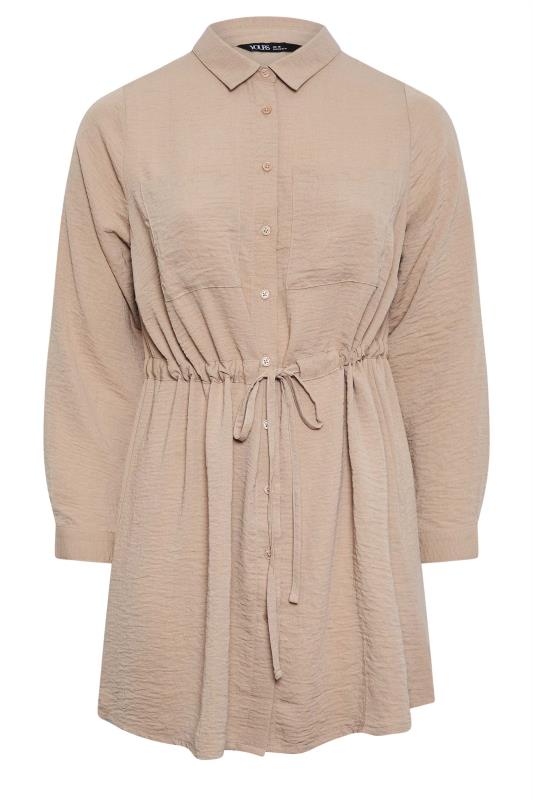 YOURS Plus Size Beige Brown Utility Tunic Shirt | Yours Clothing 5
