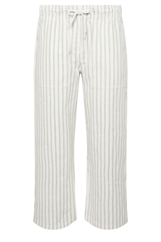 M&Co White Stripe Cotton Wide Leg Cropped Trousers | M&Co 7