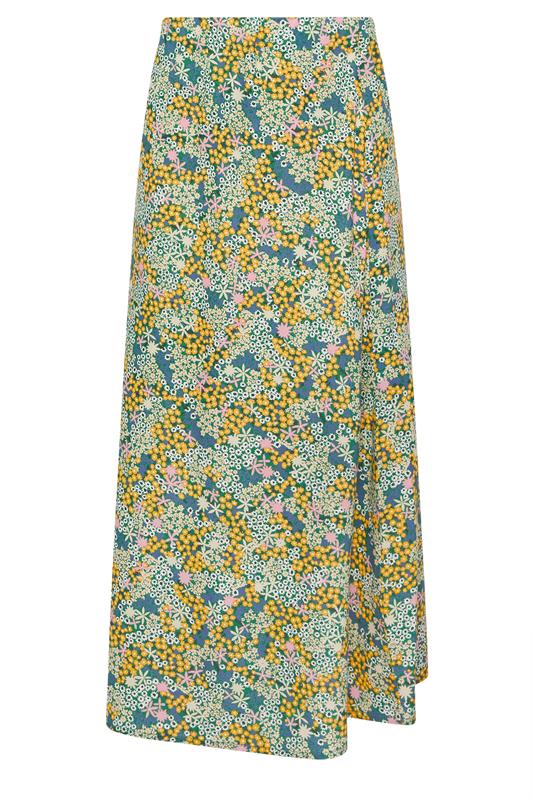 PixieGirl Petite Women's Green Ditsy Floral Midi Skirt | PixieGirl 5