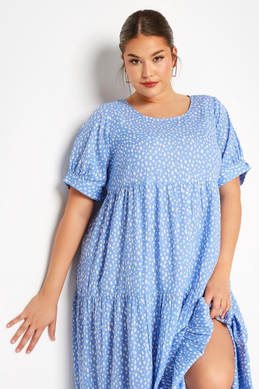 LIMITED COLLECTION Plus Size Blue Animal Markings Smock Tier Dress |Yours Clothing 4