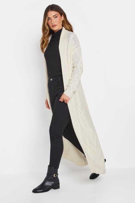 LTS PREMIUM Tall Ivory White Cable Knit Longline Cardigan | Long Tall Sally 3