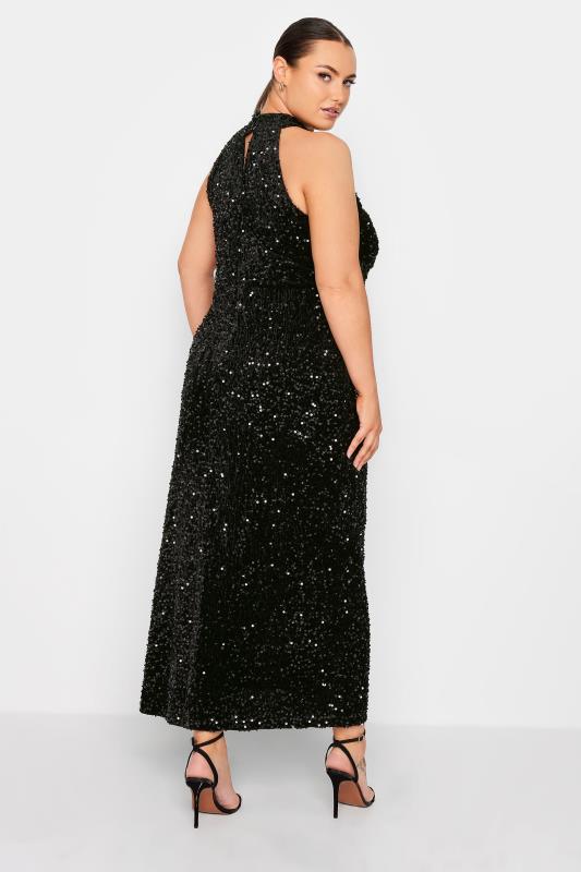 YOURS LONDON Plus Size Black Sequin Embellished Side Split Maxi Dress | Yours Clothing 4