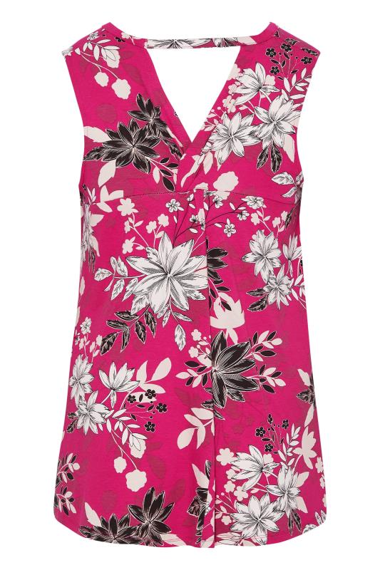 Plus Size Pink Floral Print Cut Out Back Top | Yours Clothing 6