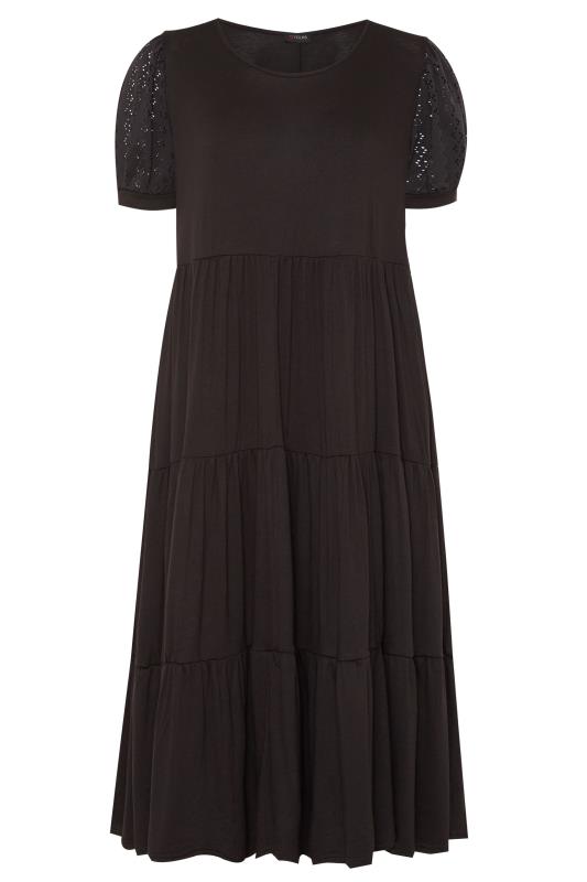 Black Broderie Anglaise Sleeve Tiered Smock Midi Dress_f.jpg