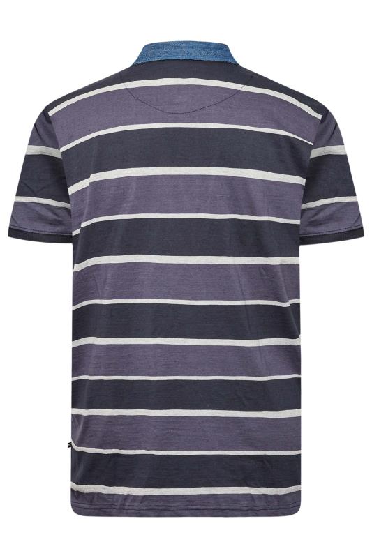 KAM Big & Tall Purple Stripe Rugby Polo Shirt 4