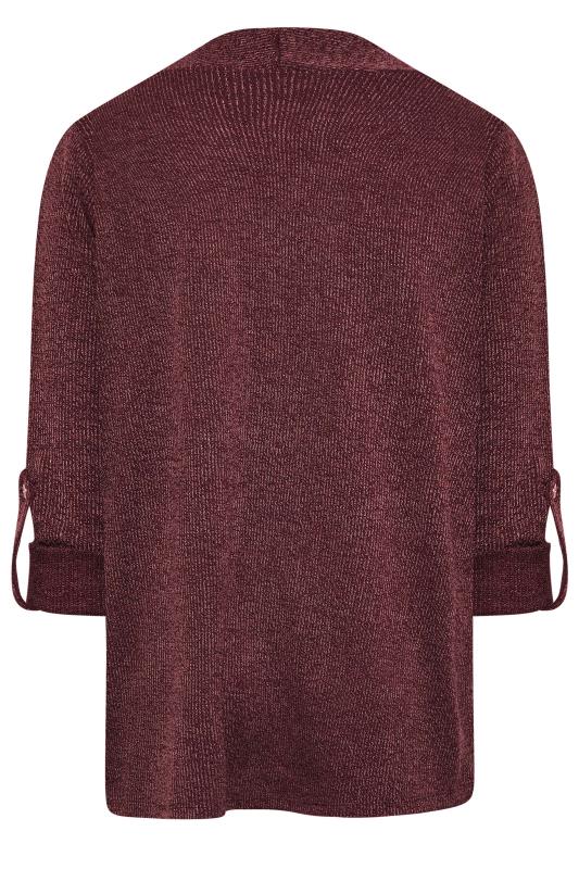 Curve Plus Size Womens Burgundy Red Knit Cardigan | Yours Clothing 7