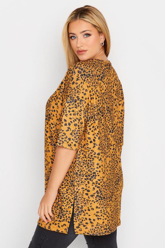 Plus Size Yellow Leopard Print Top | Yours Clothing  3
