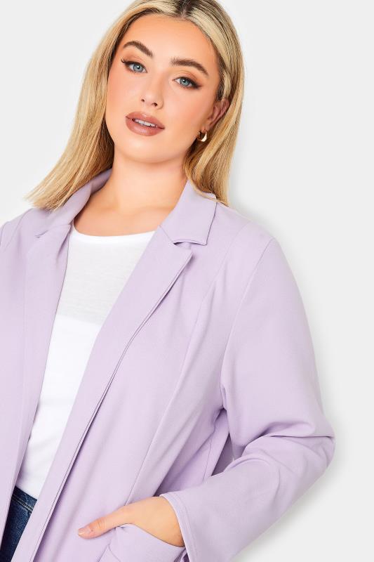 YOURS PETITE Plus Size Lilac Purple Scuba Blazer | Yours Clothing 4