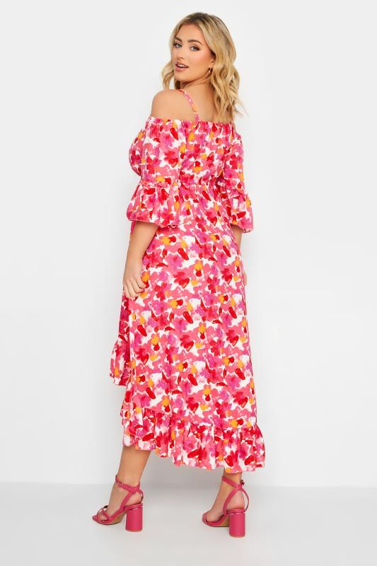 YOURS Plus Size Pink Floral Cold Shoulder Midaxi Dress | Yours Clothing 3