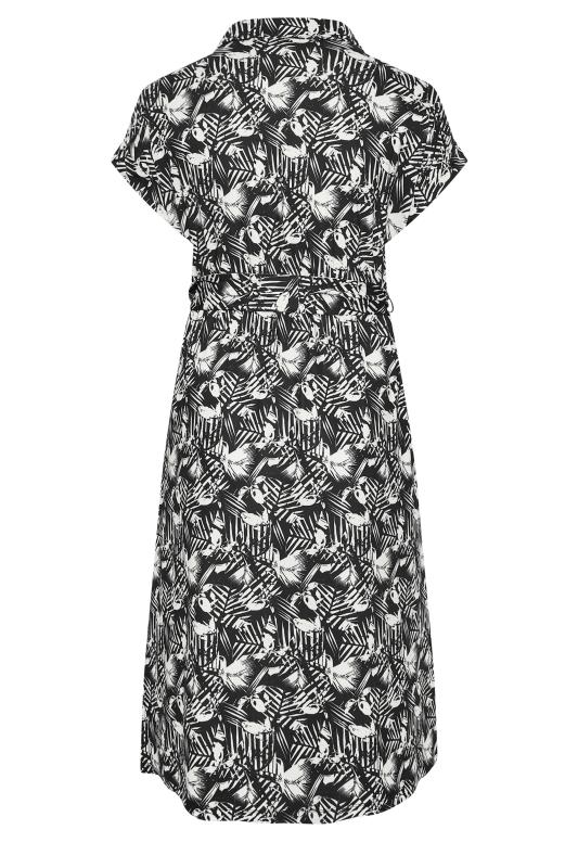 Plus Size Black & White Leaf Print Spilt Hem Midaxi Shirt Dress | Yours Clothing 7