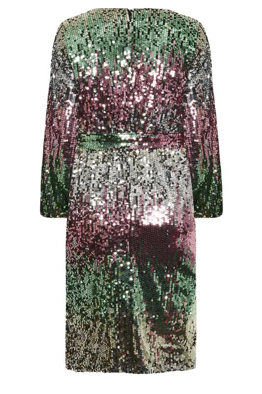 YOURS LONDON Plus Size Purple Ombre Sequin Wrap Dress | Yours Clothing 7