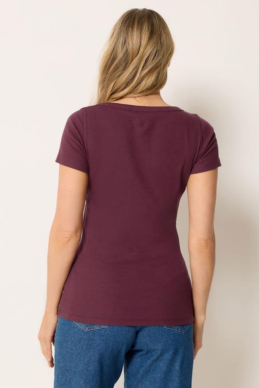 LTS Tall Women's Plum Purple Square Neck Ribbed T-Shirt | Long Tall Sally 2