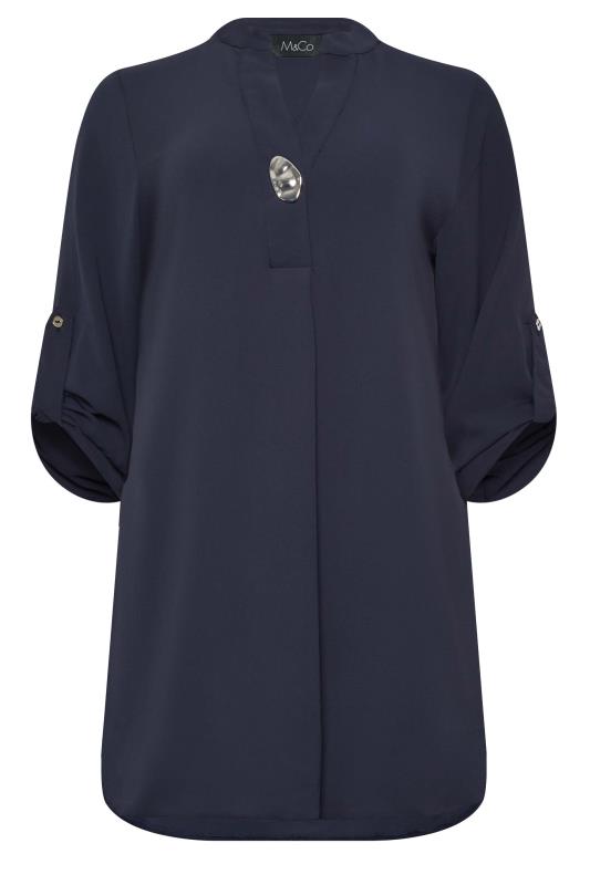 M&Co Navy Blue Long Sleeve Button Blouse | M&Co 6