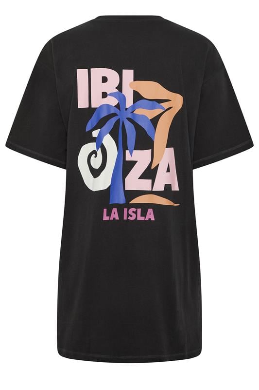 YOURS Plus Size Black 'Ibiza' Sleep Tee Nightdress | Yours Clothing 8