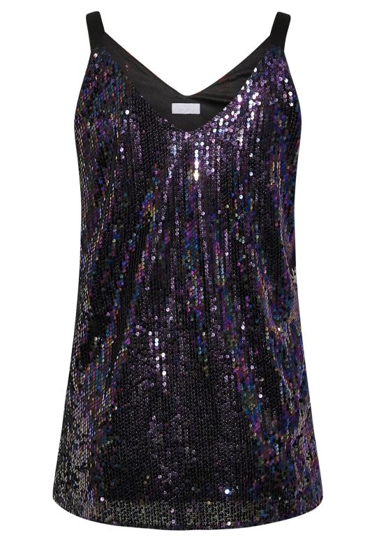 YOURS LONDON Plus Size Black Sequin Embellished Cami Top | Yours Clothing 7