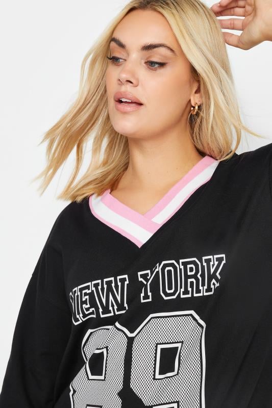 YOURS Plus Size Black 'New York' Slogan Print Sweatshirt | Yours Clothing 4