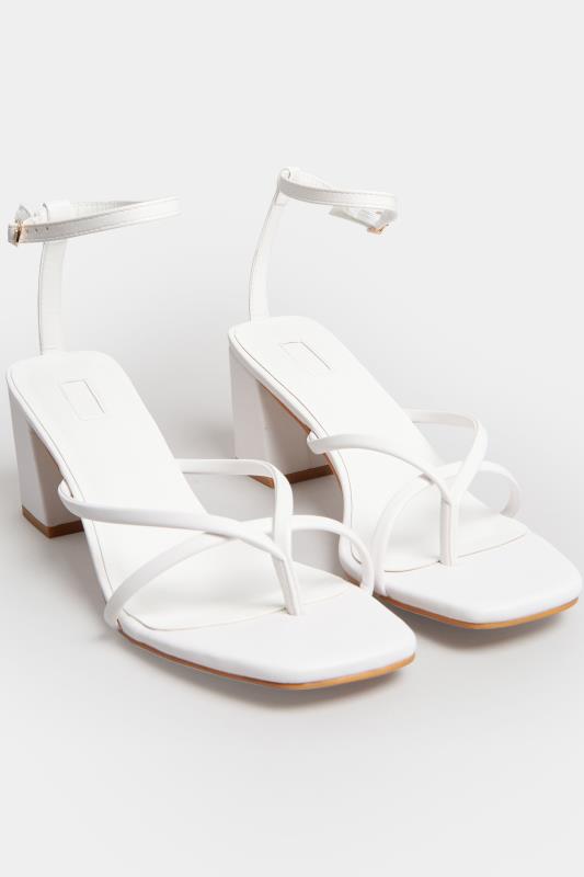 LIMITED COLLECTION White Mid Toe Post Heeled Sandals In Extra Wide EEE Fit | Yours Clothing 2