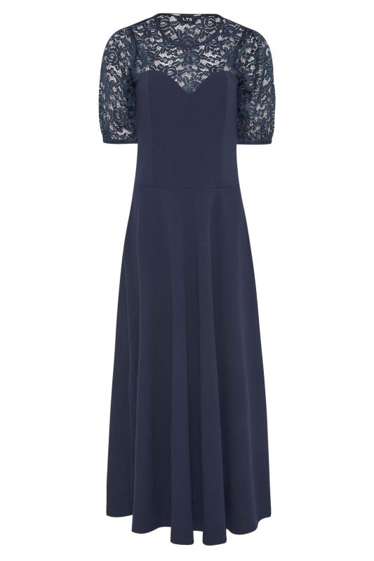 LTS Tall Navy Blue Lace Midi Dress 6
