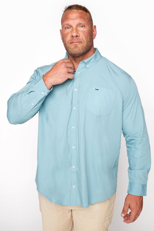 BadRhino Big & Tall Blue Cotton Poplin Long Sleeve Shirt 1