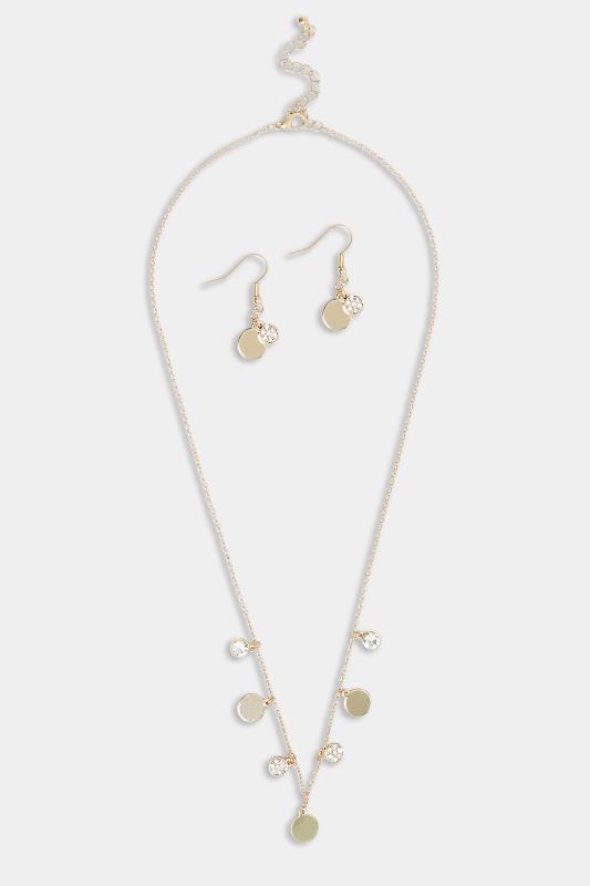 2 PACK Gold Disc Necklace & Earring Set | Yours Clothing  2