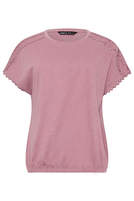 M&Co Pink Scallop Trim Detail Cotton Top | M&Co 5