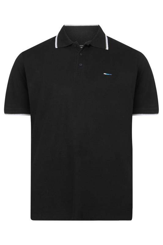 BadRhino Big & Tall Black Essential Tipped Polo Shirt 3