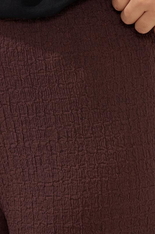 PixieGirl Petite Women's Chocolate Brown Textured Wide Leg Trousers | PixieGirl 4