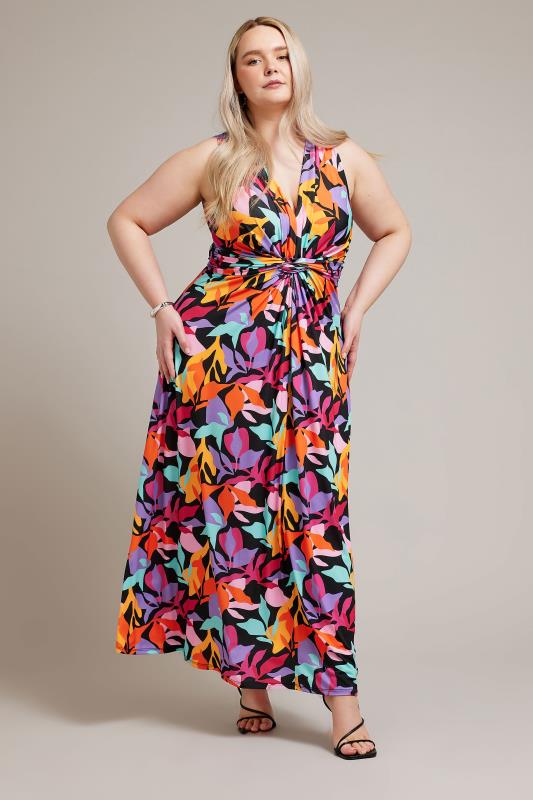 YOURS LONDON Plus Size Black Abstract Print Maxi Dress | Yours Clothing 1