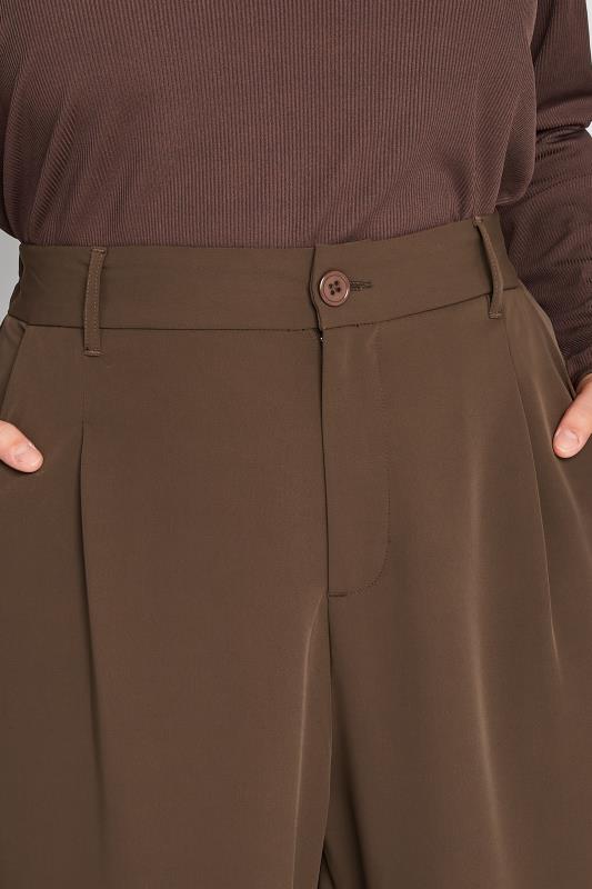 Curve Chocolate Brown Wide Leg Dad Trousers | Yours Clothing 3